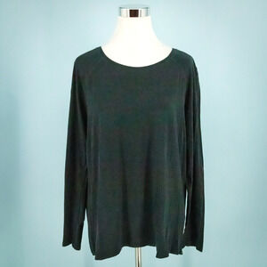 Lululemon Size Large L Black Scoop Crew Neck Long Sleeve Active Athletic Top Tee